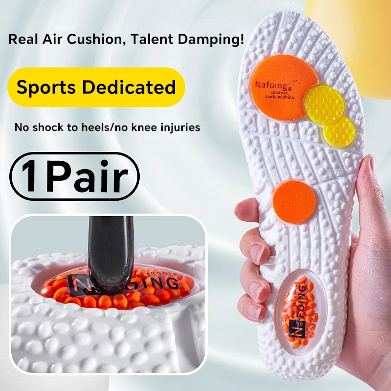 1 paire de semelles de sport avec semelles intérieures de massage en latex douces, respirantes et hautement élastiques