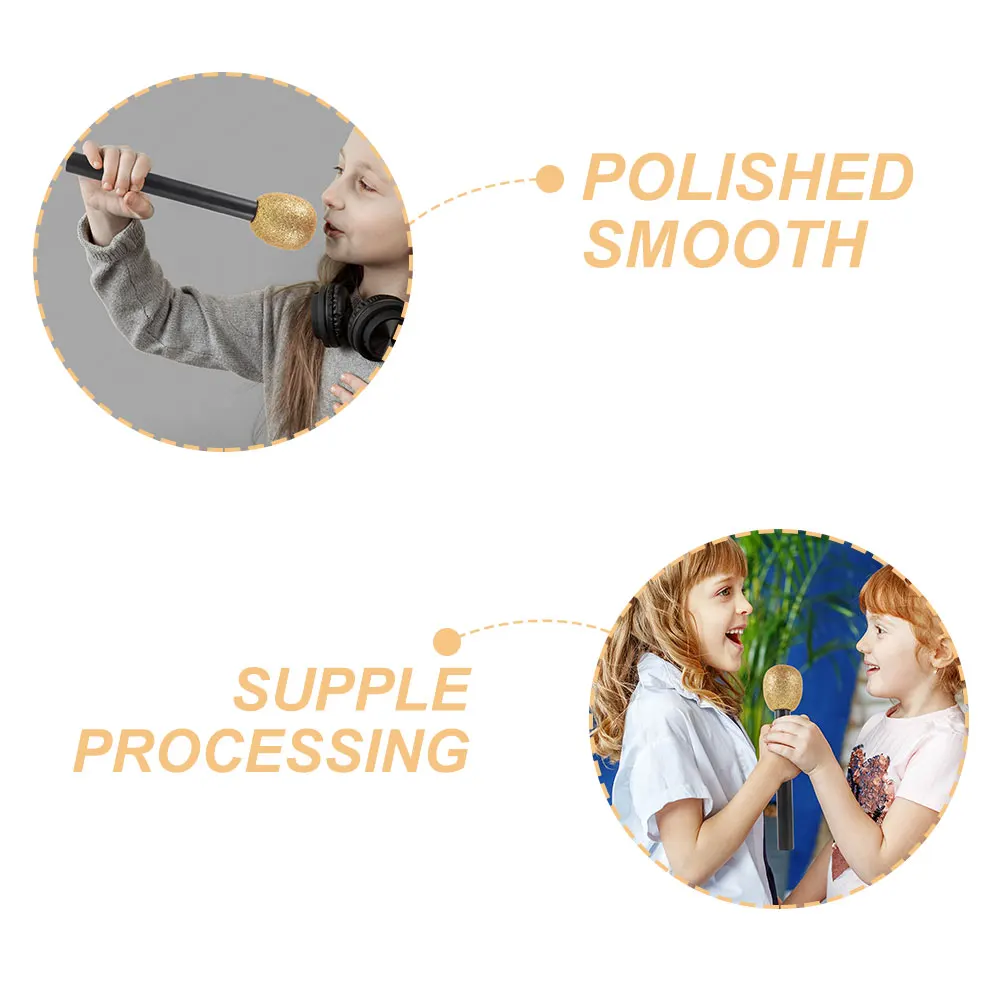 

3 Pcs Simulated Gold Powder Microphone Party Toys Kids Fake Foam Plastic Decor Gifts Fun Birthday Themed Parties Play