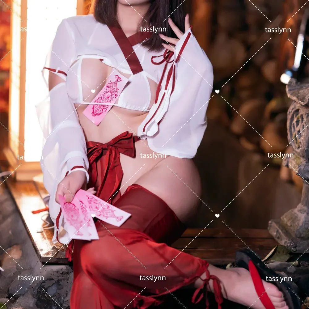 Witch Uniform Sexy Bikini Psychic Red Dress Yae Guuji Cosplay  Dress Party Outfit Uniform Women Halloween Carnival Costumes