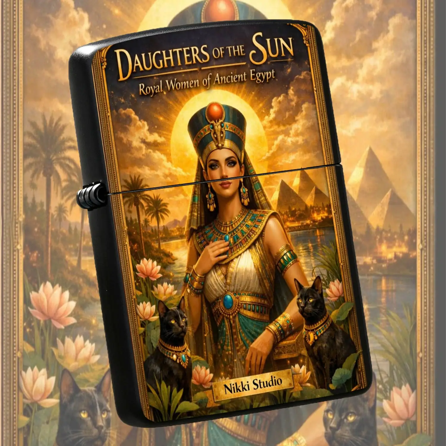 Daughters of the Sun Ancient Egyptian Royal Women Themed Lightweight Portable Accessory, Suitable for All Daily Occasions, Retro Exotic Art Decor, Ideal Unique Gift Choice for Your Friends and Family  A Humorous And Interesting Lighter
