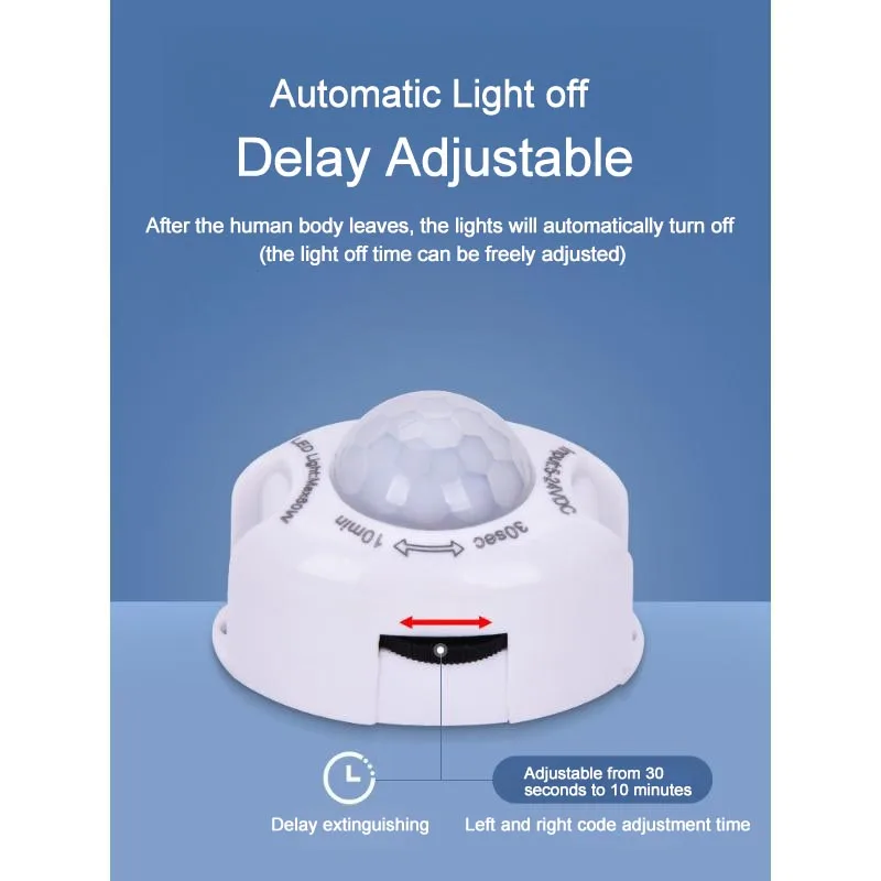 5V 12V 24V low-voltage light strip with human body sensor, infrared switch, with adjustable light control time, suspended bedsid