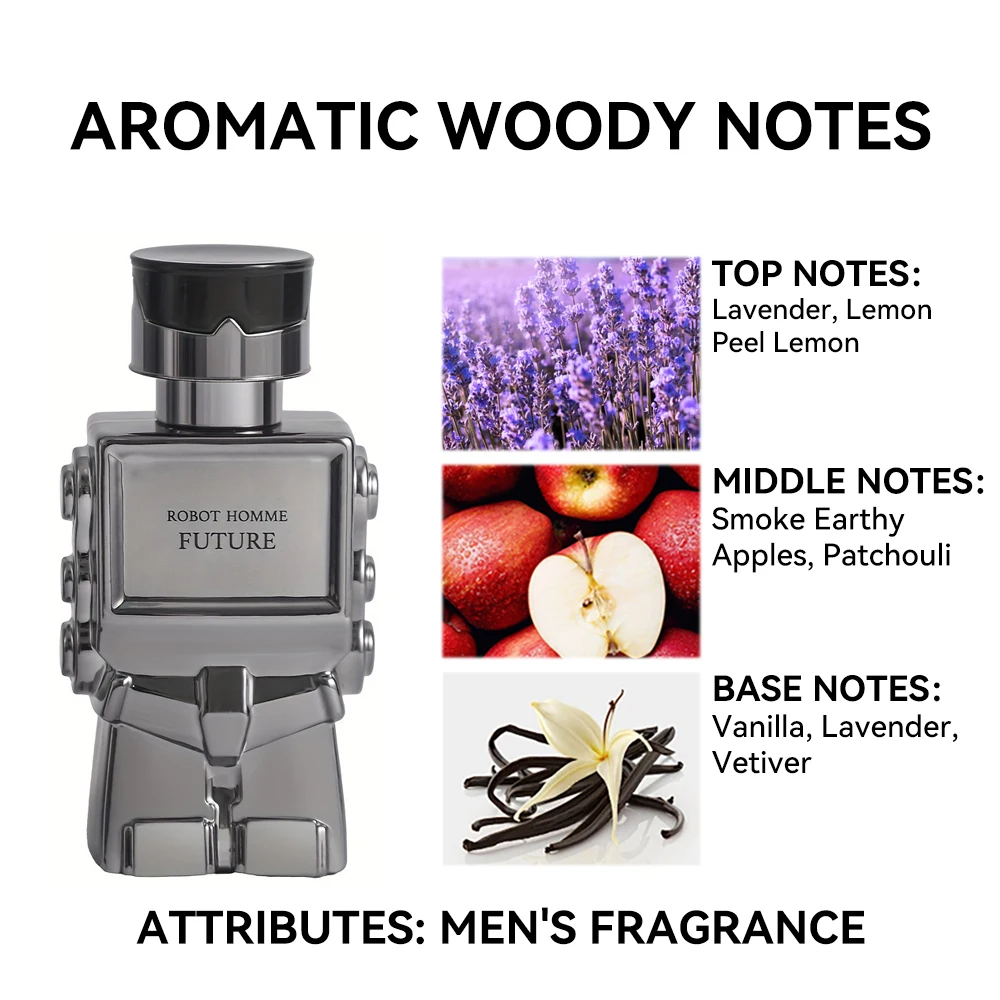 30ML 1.0FL.OZ Perfume Robot para Hombres, Eau de Toilette Spray, Notas Aromáticas Woody, Perfumes Fríos y Duraderos para Hombres