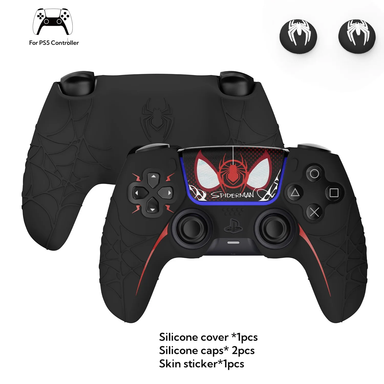 Premium siliconen voor PS5-controller Siliconen beschermhoes Case Sleeve Spider-versie