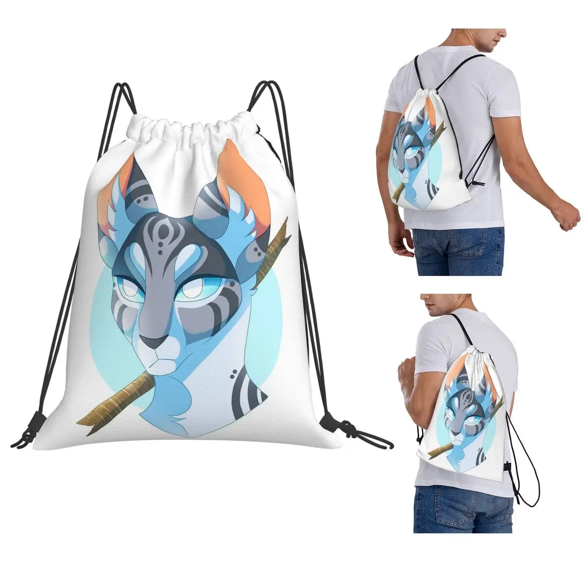 

Jayfeather And Stick Backpacks Multi-function Portable Drawstring Bags Sundries Bag Book Bags For Travel Students
