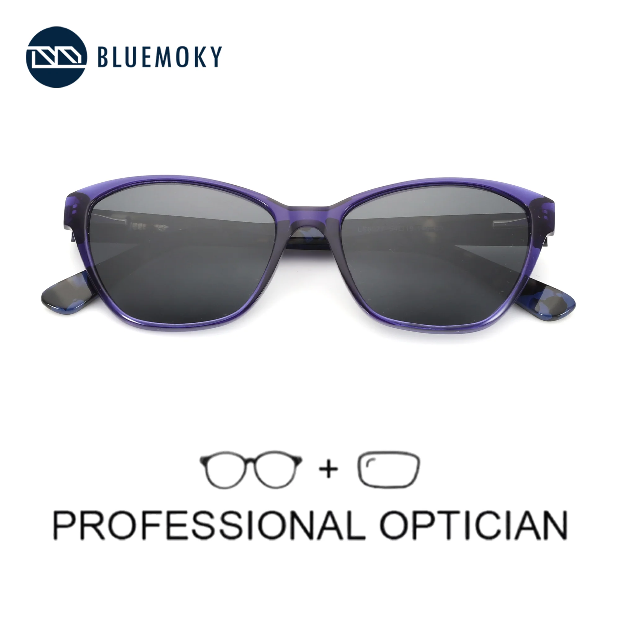 BLUEMOKY S Size Modish Cat Eye Prescription Sun Glasses For Women Acetate Temple UV400 Progressive Polarized Optical Sunglasses