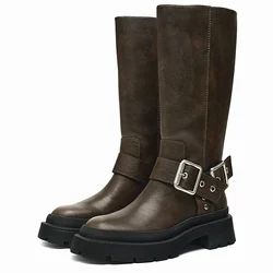 Platform Winter High Boots for Women Fashion Slip on Long Boots Female Elegant Thick Bottom Women's Mordern Botties  Women Boots