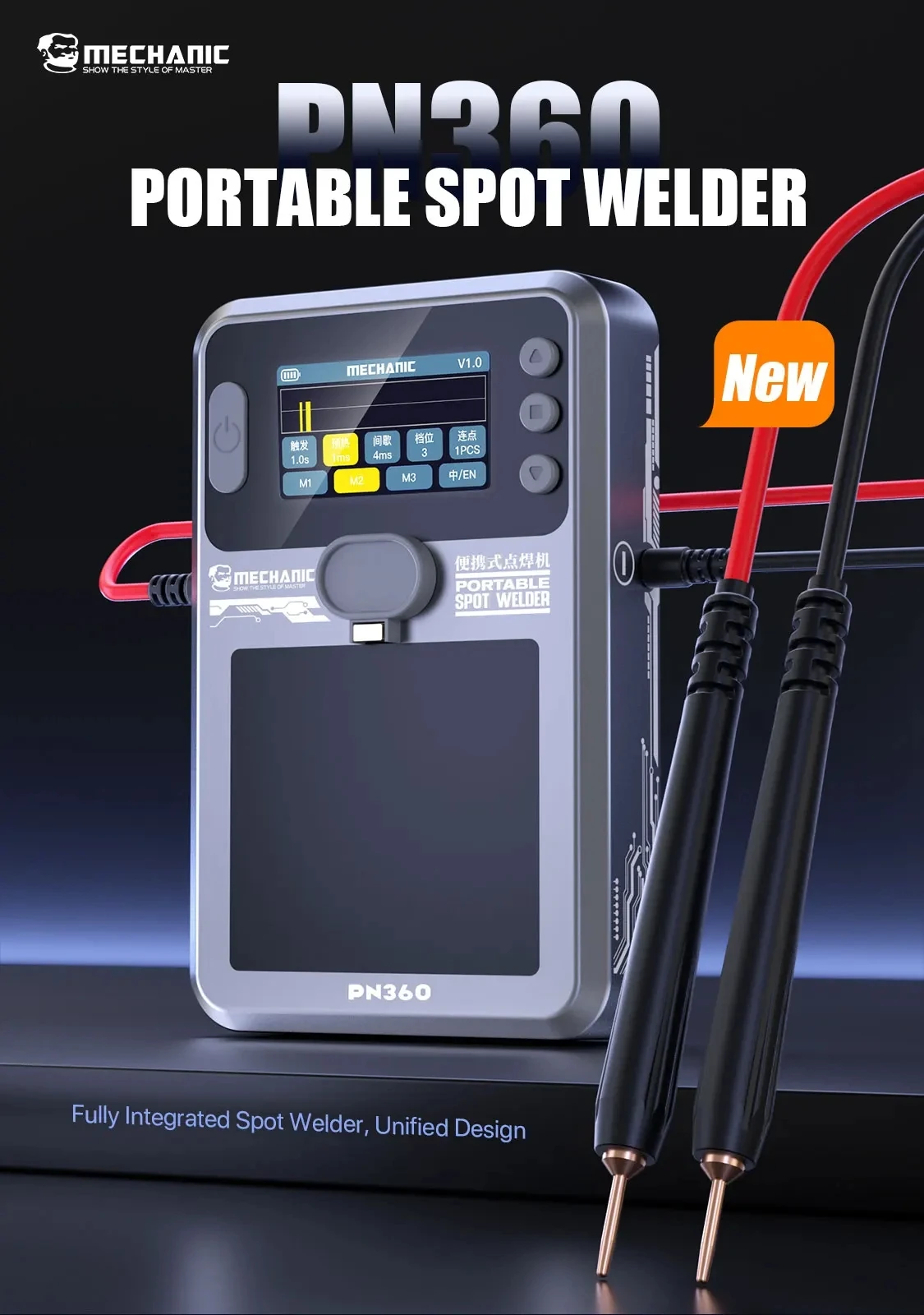 MECHANIC PN360 Portable Spot Welder Built-in Battery TFT Display for Phone Battery Repair with Adjustable Power Welding Tool Kit