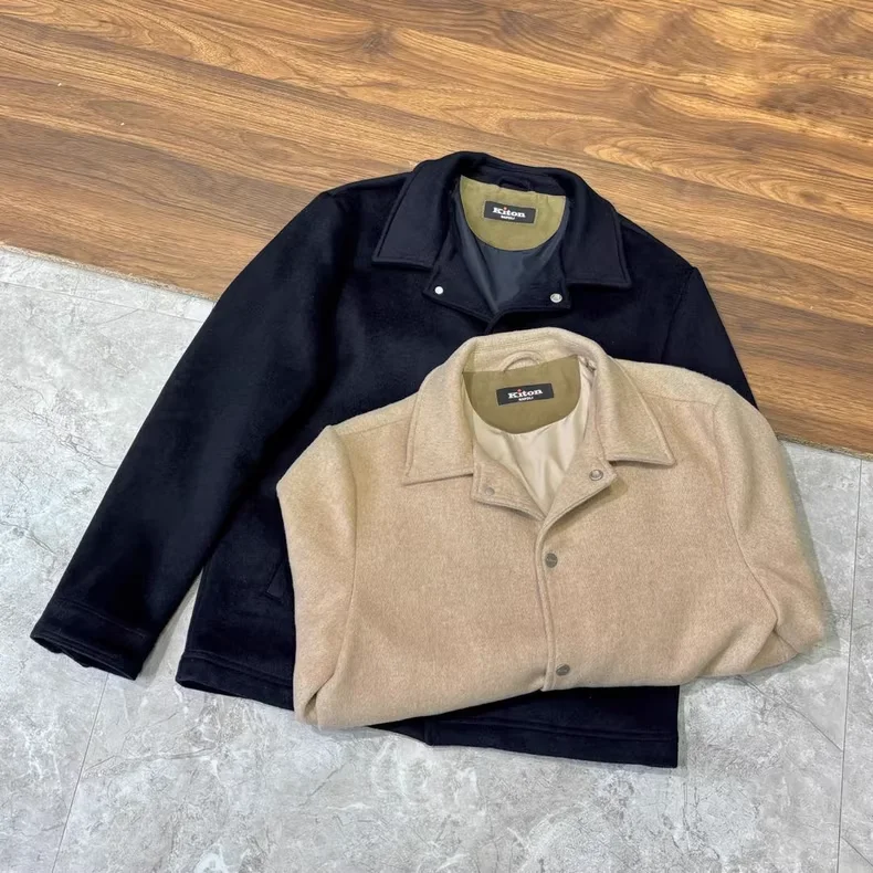 

Kiton Wool Blended Cashmere Men's Shirt Jacket