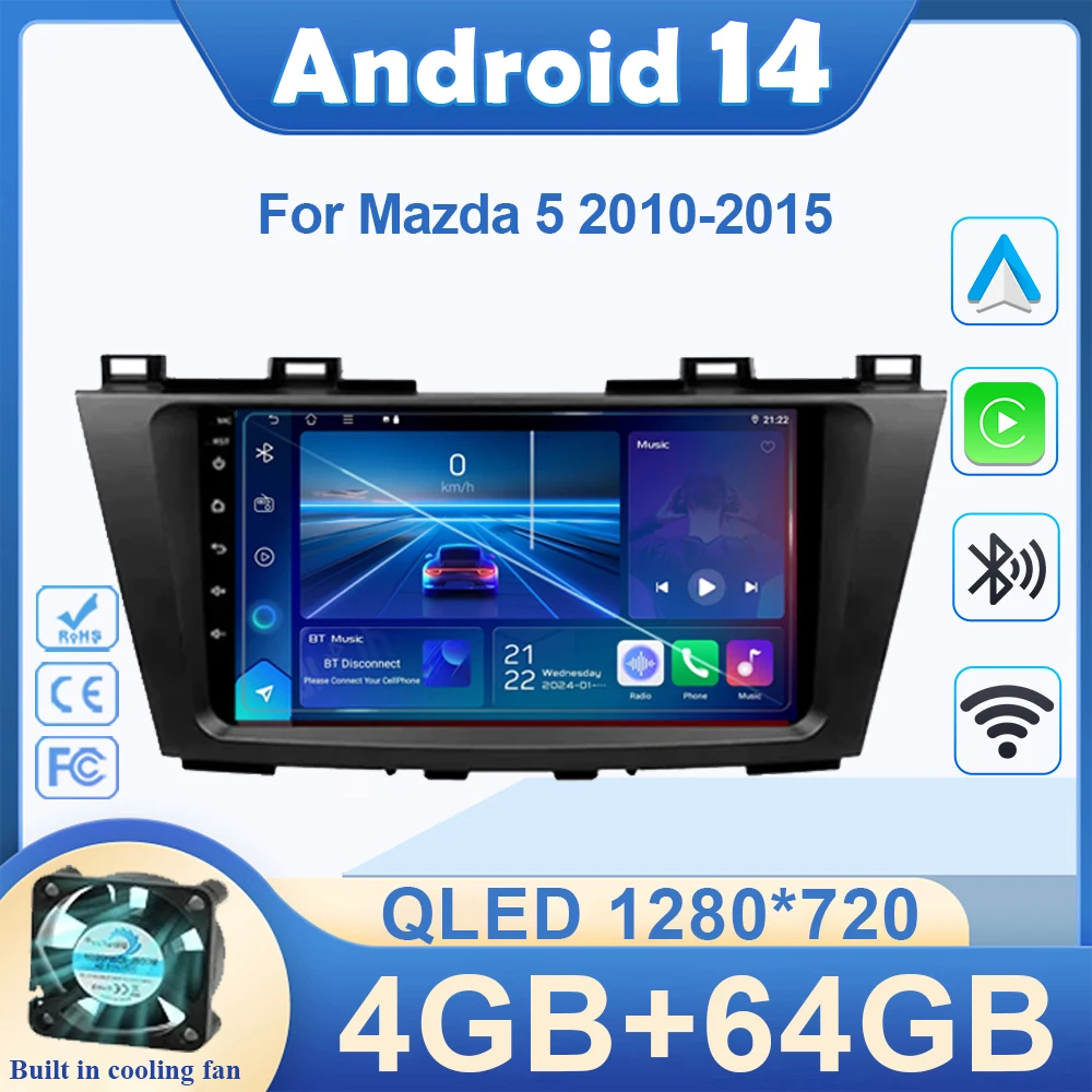 Android 14 Car Radio  For Mazda 5 2010-2015 Multimedia Player Video Player Navigation GPS 4G Carplay Auto Stereo RDS 2 din DVD