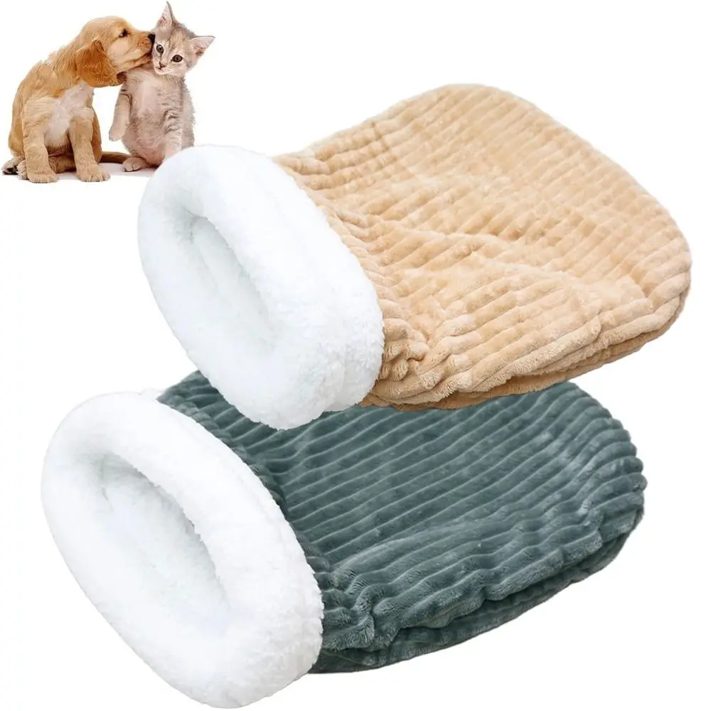 Pet Supplies Comfortable Winter Cat Sleeping Bag Plush Keep Warm Pet Snuggle Sack Washable Cat Bed Cave for Cats and Small Dog