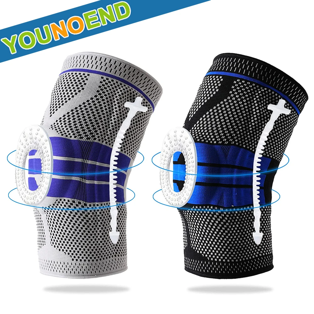 1Piece Sports Compression Knee Support Sleeves Silicone Padded Knee Pads Brace for Fitness Cycling Running Basketball Football