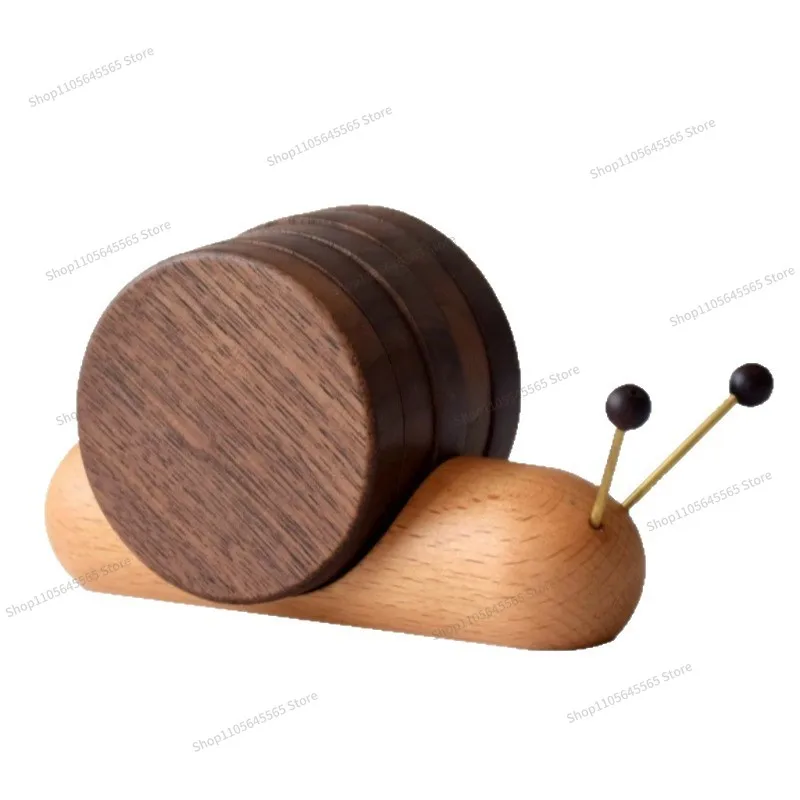 For Desktop Creative Snail Wooden Coaster Insulation Pad Decoration Ornament