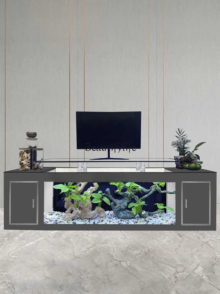 TV Cabinet Fish Tank Living Room Home 2024 New Vertical Glass Large Aquarium