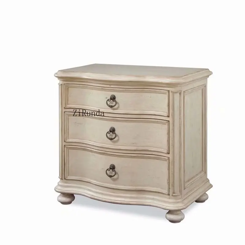 أثاث غرفة نوم حديث وبسيط من الخشب الصلب بجانب السرير مناسب لمنزل الفندق