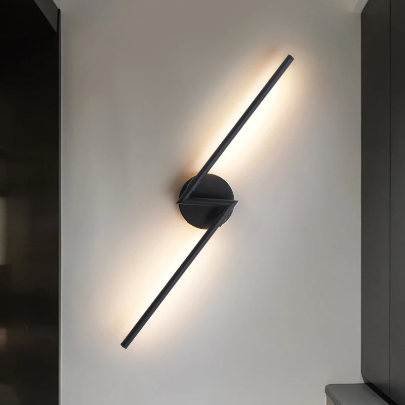 Luminária de Parede LED Moderna com Carregamento Sem Fio, Instalação Fácil, Controle Remoto, Dimerização Contínua, Acabamento Preto, 70CM, Iluminação Decorativa