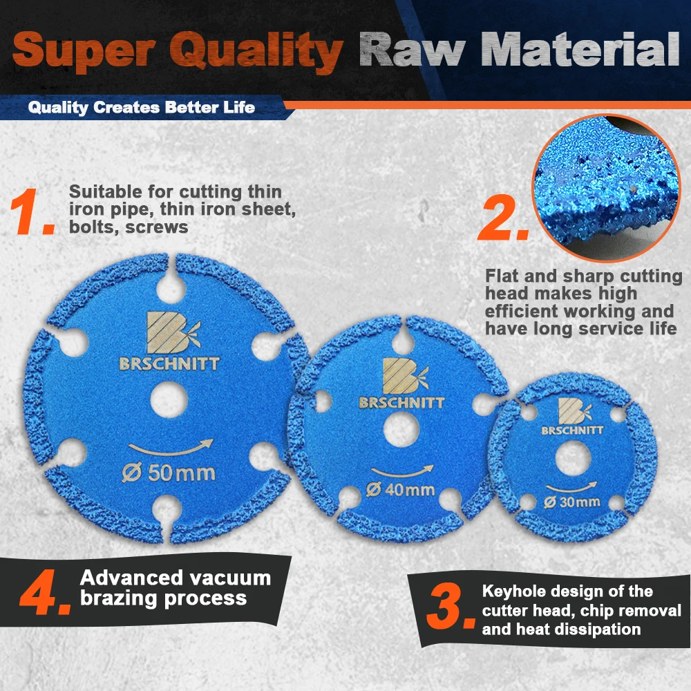 BRSCHNITT Diamond Mini-Cut Disc Set 30/40/50mm Saw Blade Removable Shank Hand Tool Steel Metal Iron Pipe Nail Cut Plate