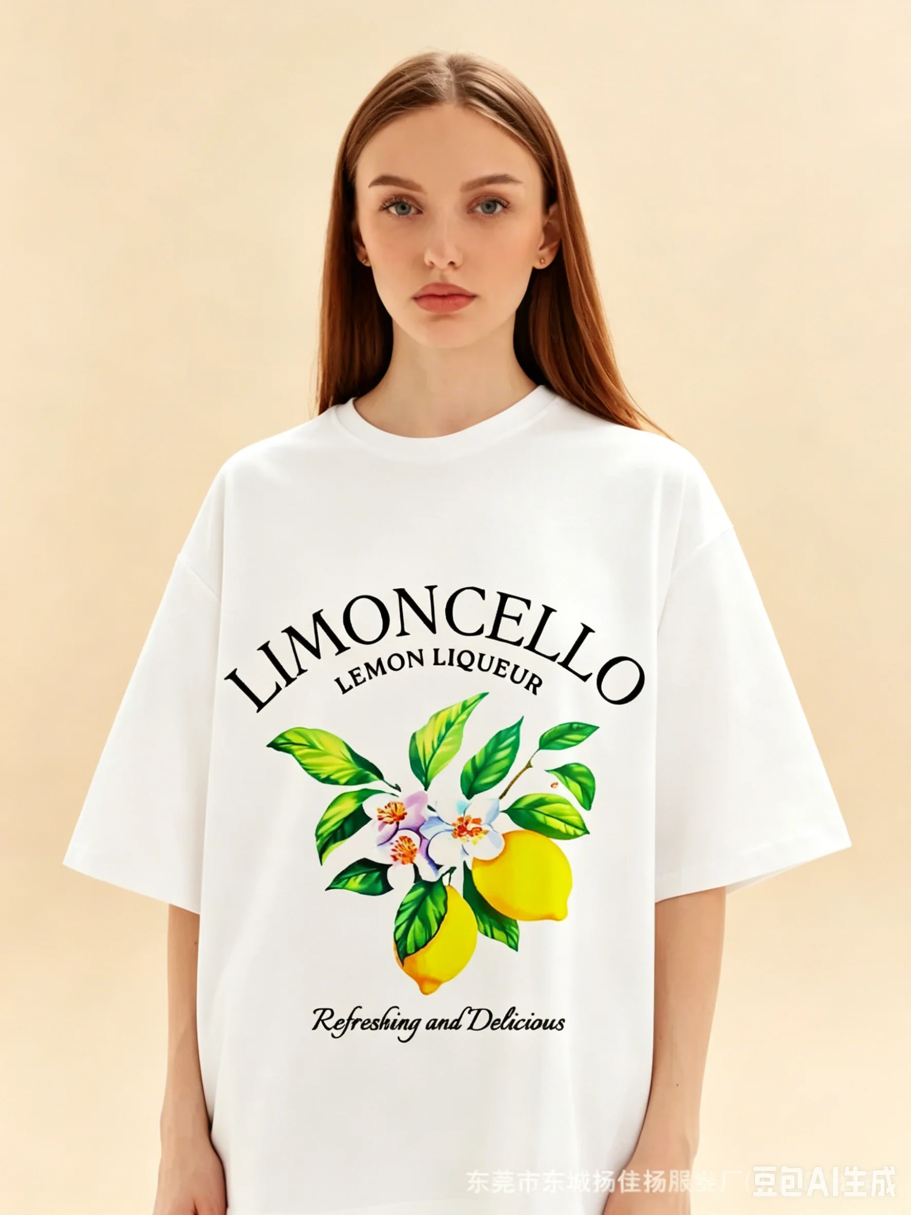 Chic Sweet Beach Soft Cotton T-Shirt Vintage Limoncello Lemon Liqueur Blossom Floral Graphic Italian Summer Loose Sweet Women