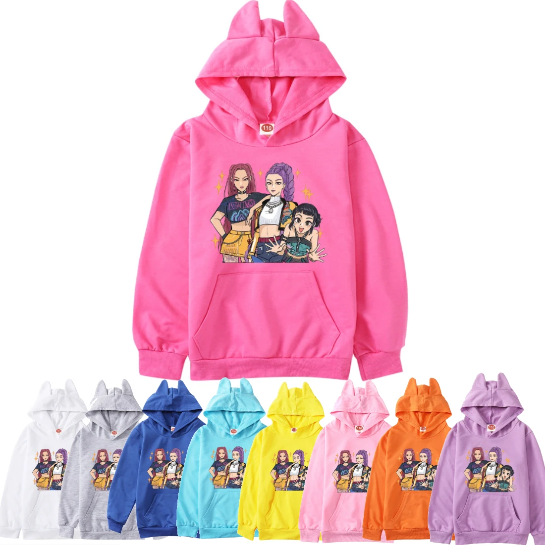 

KPop Demon Hunters Hooded Sweatshirt Cute Sweatshirts with Cat Ear Toddler Sweatshirt Baby Boys Sweaters Children Casual Coats