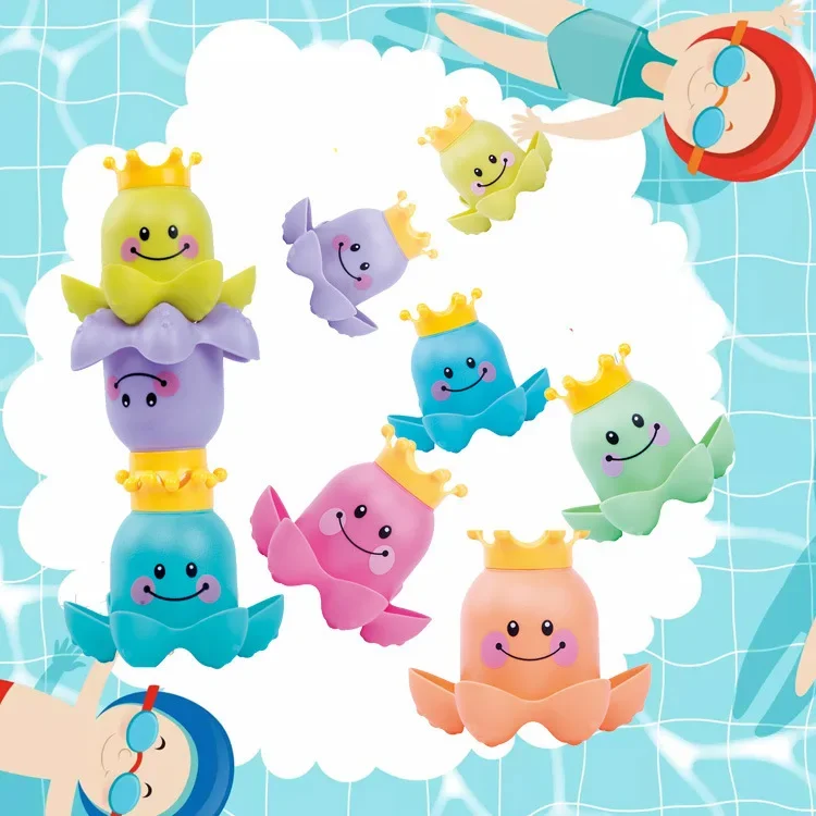 

1Pcs Kids Ocean Life octopus Stacking Cups Bath Toy Children Play Educational Cute Cartoon Bathroom Kids Beach Bath Toys