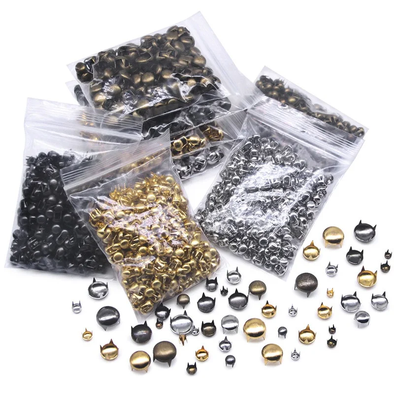 Spike Rivets Round Studs Punk Rock Leather Craft Four Claw For Rivets Clothes Shoes Bags Bracelets 2-12mm