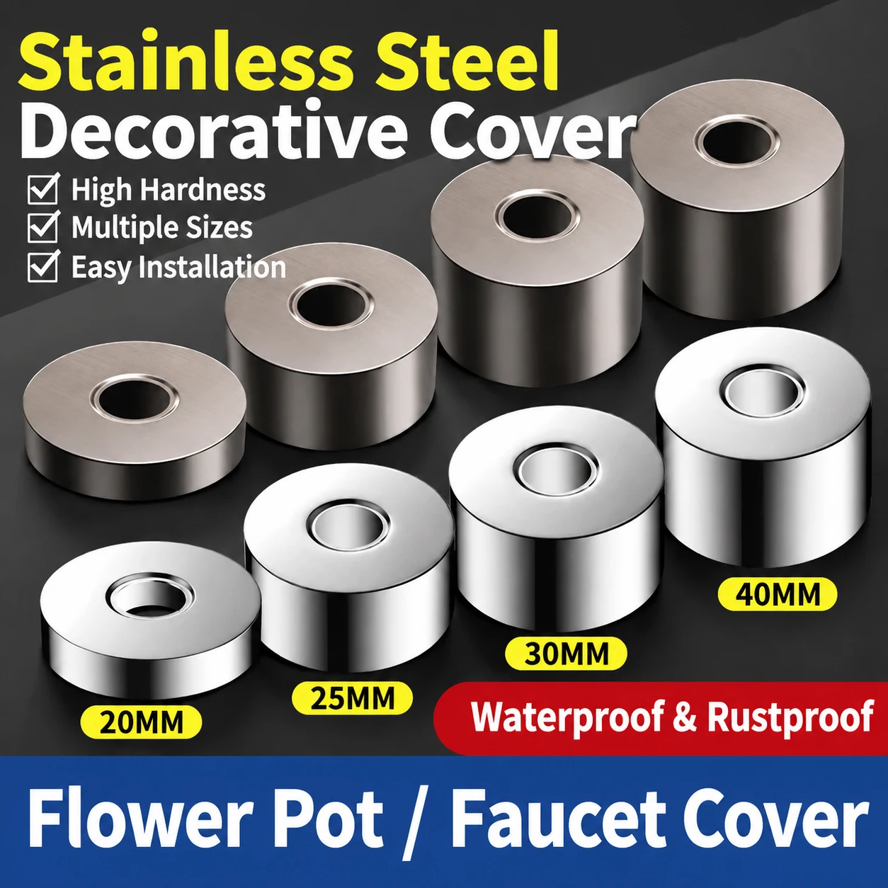 Stainless Steel Escutcheon Plate Water Pipe Hole Cover Wall Flange Faucet Valve Decorative Ring Shower Mixing Valve Trim