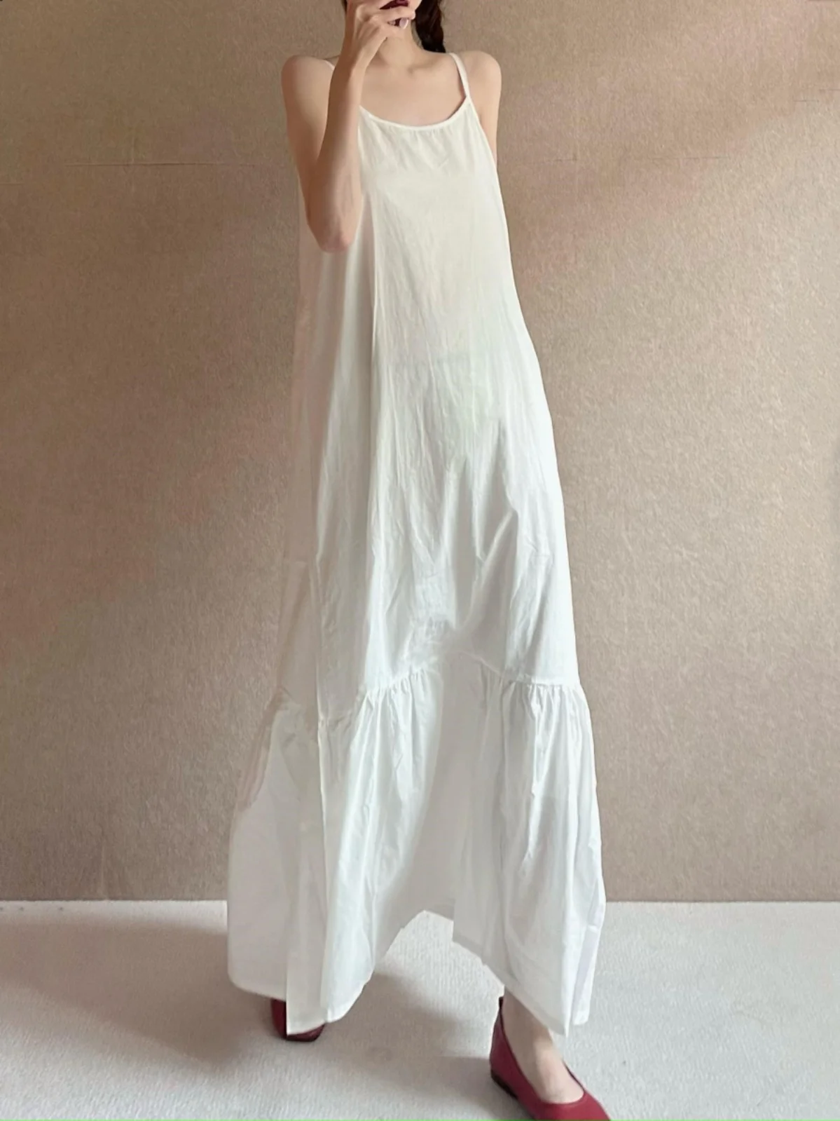 

Белое хлопково-льняное платье-майка для женщин, облегающее, с длинным подолом, летнее, новое, повседневное