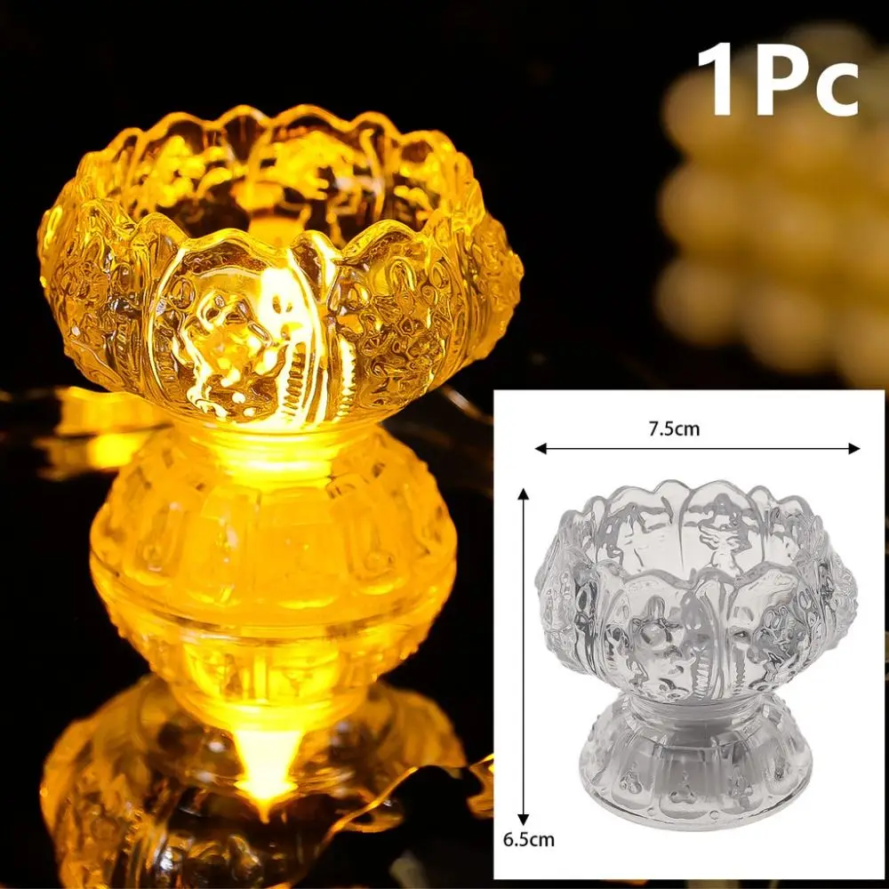 Lotus Modeling LED Night Light Romantic Transparent Electronic Candle Lamp Relief Everlasting Light