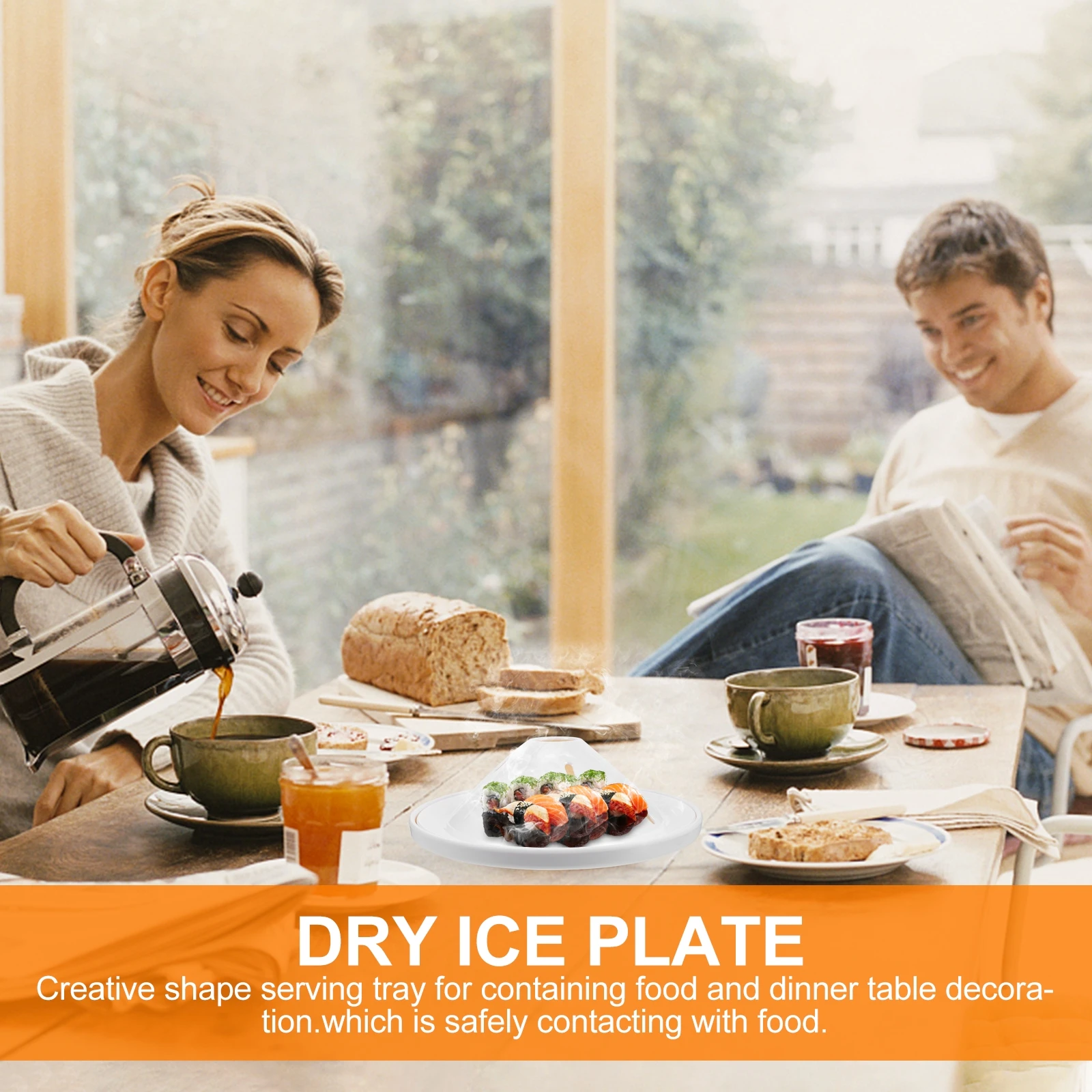 

1pc Dry Ice Food Plate Creative Serving Tray For Kitchen Storage Practical Dinner Table Decoration Food Tray