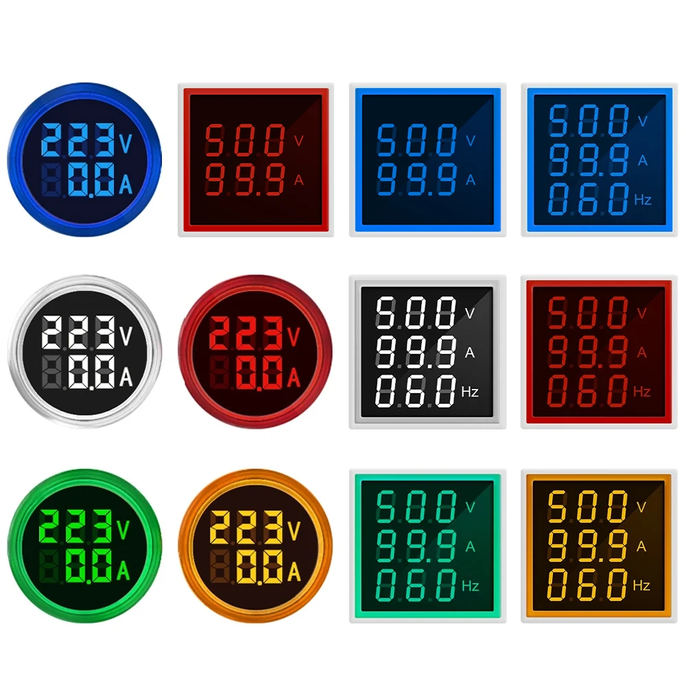Miniaturowy cyfrowy woltomierz amperomierz cyklotomierz LED 22MM AC 20-500V 0-100A ze wskaźnikami sygnałowymi, miernik napięcia i prądu 220V, tester napięcia i prądu. — zdjęcie 2