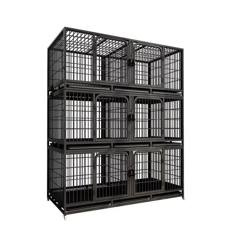 2026 3-Tier Large Breeding Cage for Cat Rabbit Dog Pigeon Heavy Duty Metal Pet Cage Multi-Door Stackable Breeding Enclosure Safe