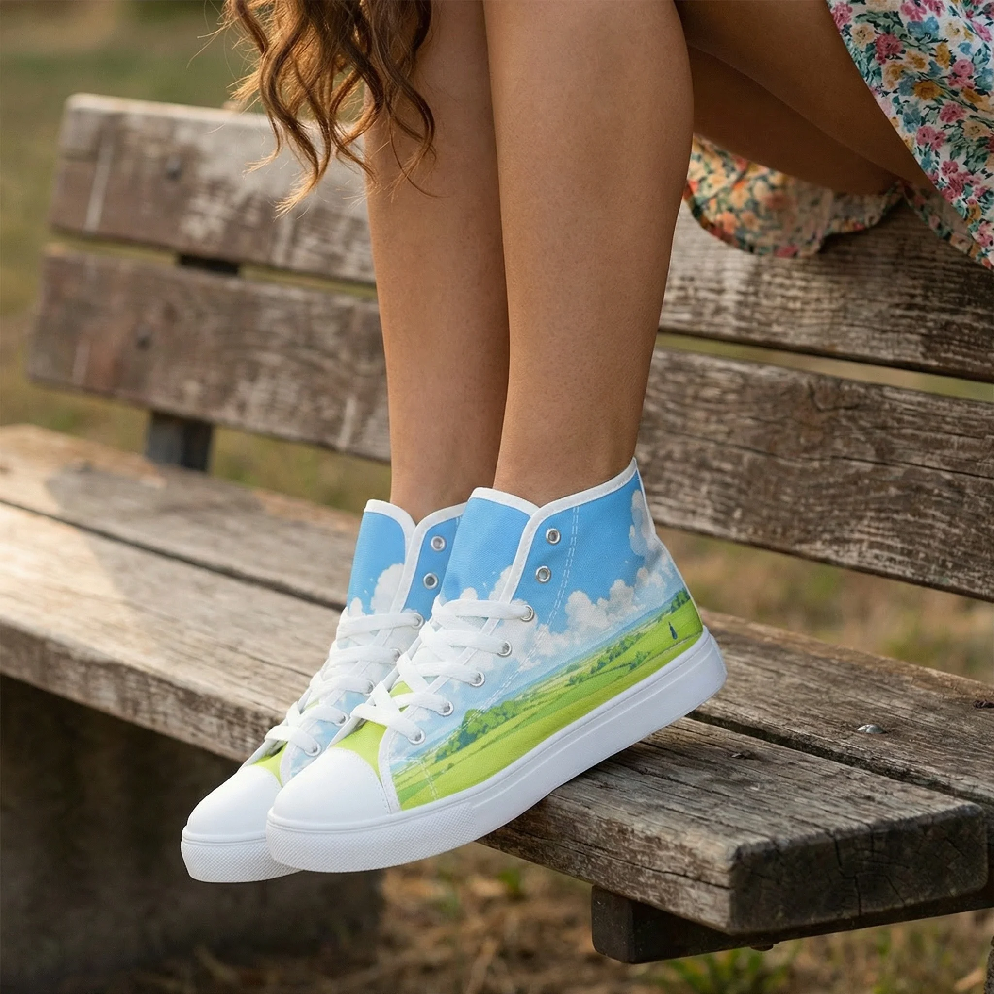 

Grassland scenery in anime style printing Casual High-Top Canvas Shoes Fashion Shoes High-Quality Sports Shoes campus sneakers