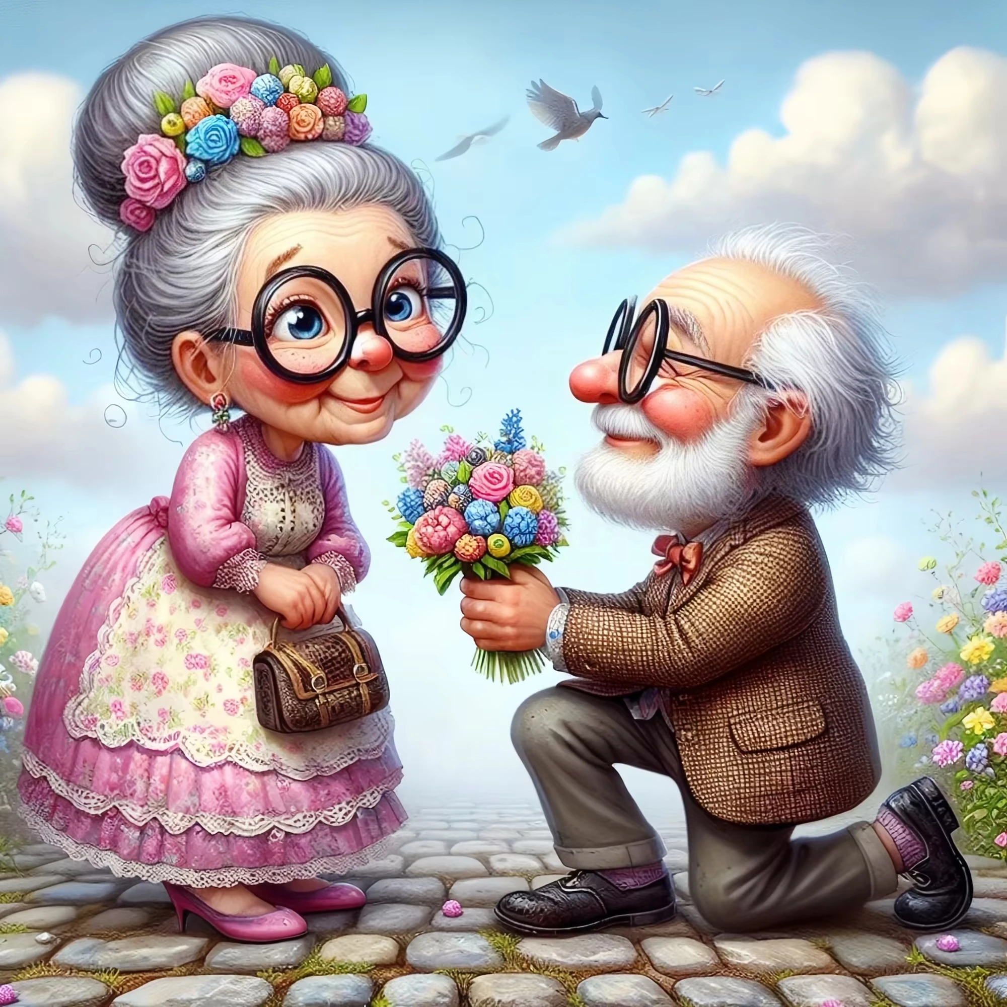 Acrylic Paint By Numbers Romantic Old Couple Painting By Numbers on Canvas Coloring By Number for Adults Paint Digital Art