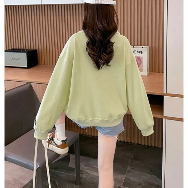 Peter Pan Collar Women\'s Clothing Lantern Long Sleeve Geometric Letter Printing Embroidery Pullover Spring Autumn Korean Tops