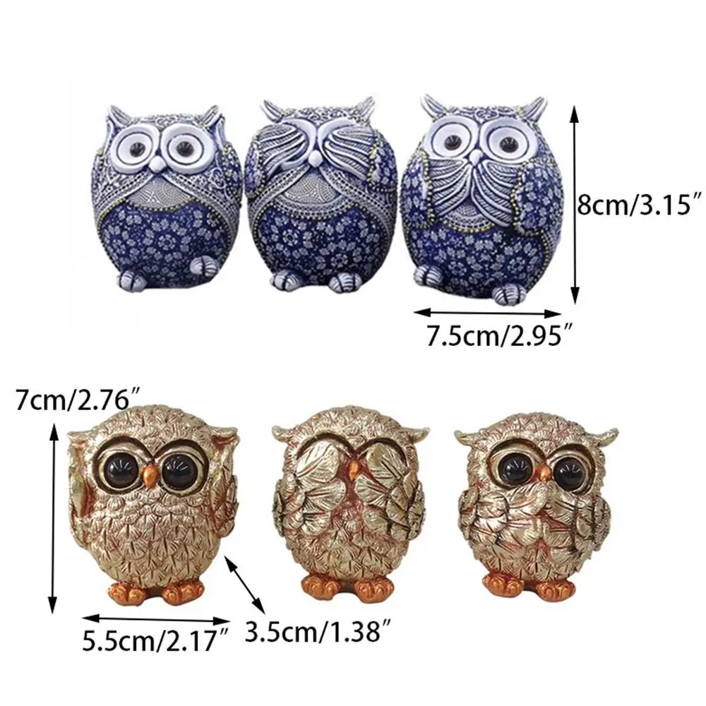 European Style Home Lifelike Handicraft Ornament Smooth Texture Simulation Animal Owl Figurine Resin Arts Desktop Ornament