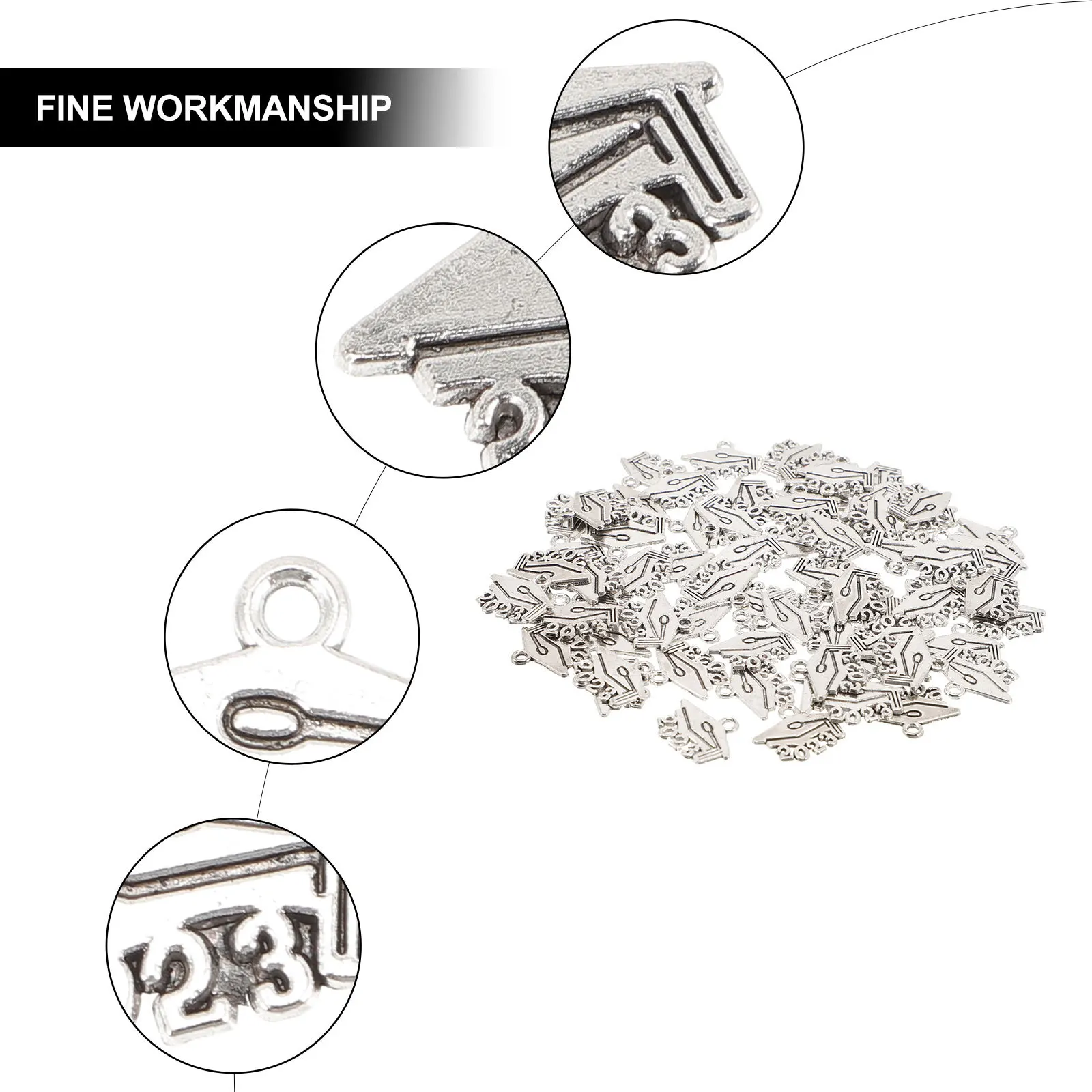 

200Pcs 2023 Grad Cap Pendants Charm Alloy DIY Jewelry Accessories Keychain Bracelet Necklace Earring 2023 Charms