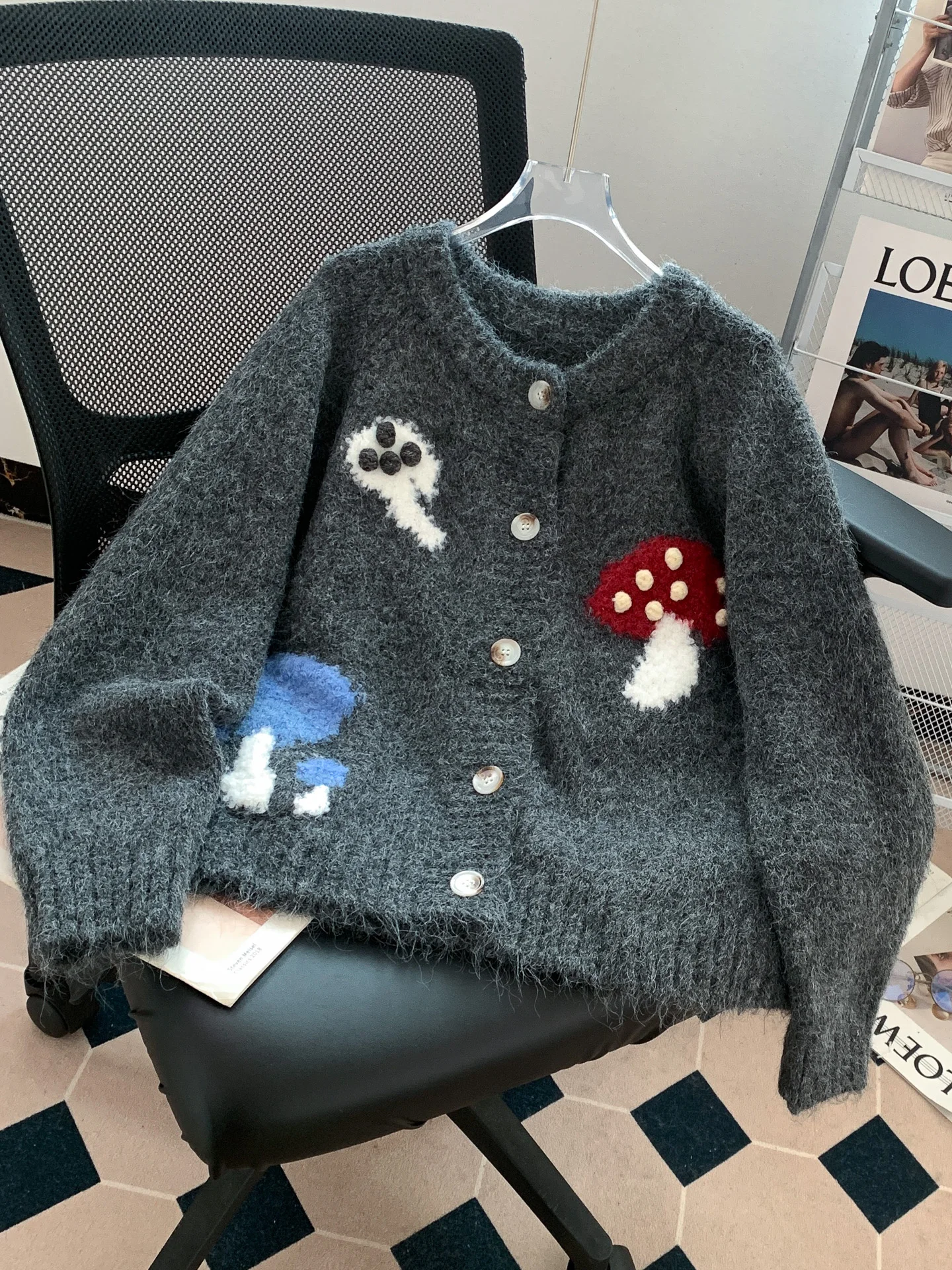 2026 primavera outono bonito camisola casaco cardigan feminino nova moda bordado camisa de malha topo na moda