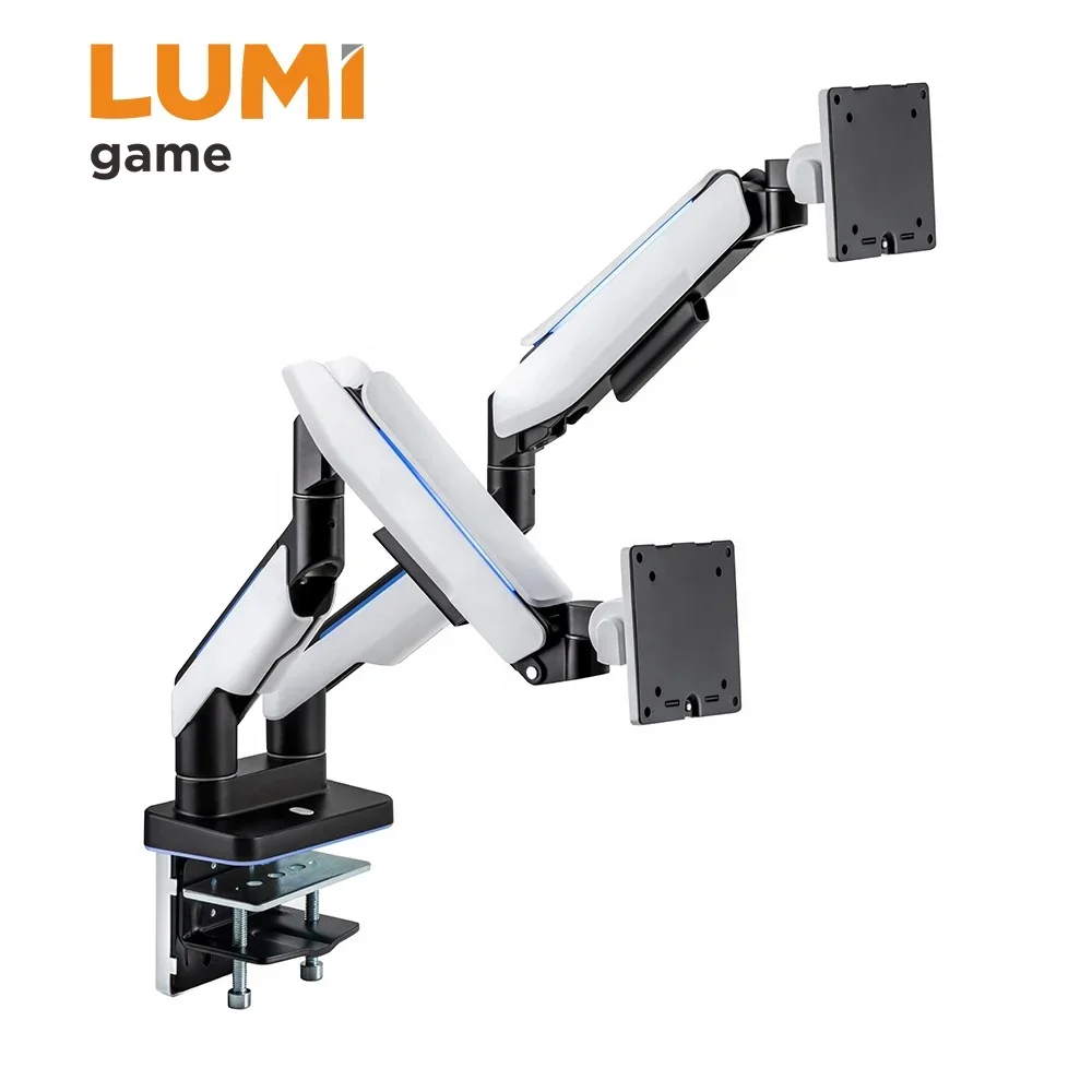 LDT61-C024L Geschikt Voor 17 "-35" Zware Rgb Verlichting Dual Monitor Arm Gasveer Dubbele Gaming Monitor Standaard