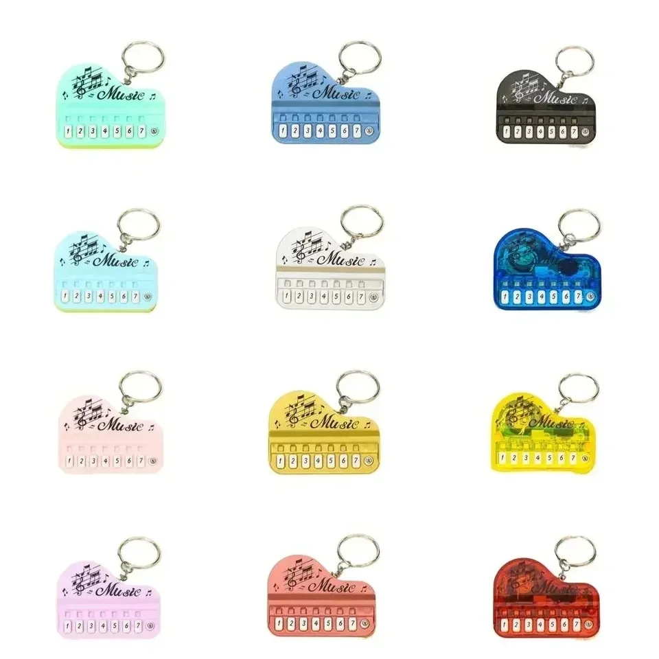 Transparent Mini Piano Keychain Toy - Light-Up Musical Electronic Keyboard Key Ring for Music Lovers