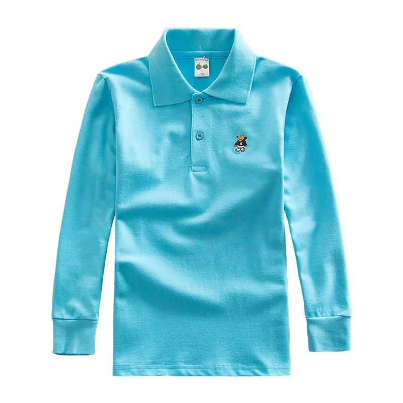 Baby Boy Shirt Boys Shirts Clothes Polo Shirt Outfits Cartoon Embroidery Long Sleeve Polo Shirt Teenagers School Tops