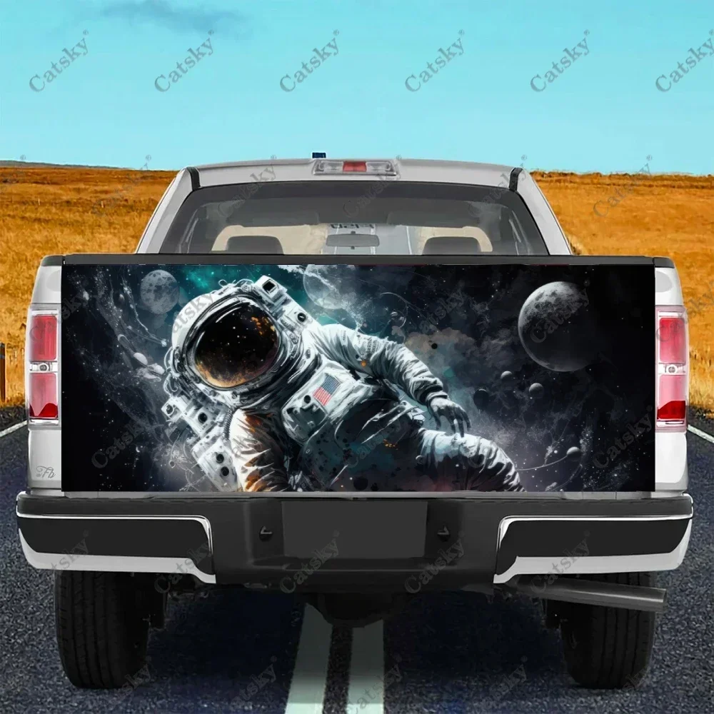

Colorful 3D Astronaut Painting Truck Tailgate Wrap Professional Grade Material Universal Fit for Full Size Trucks Weatherproof