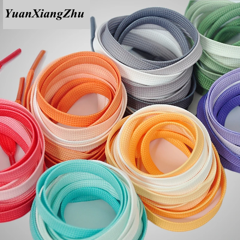 1Pair Colorful Silk shoelaces Candy Gradient Party Camping Boots Shoelace Canvas Strings Camping Shoes Lace Growing rainbow BC-2