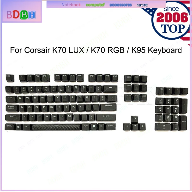 A Set ABS Black Key caps Replacement for For Corsair K70 RGB Mechanical Keyboard