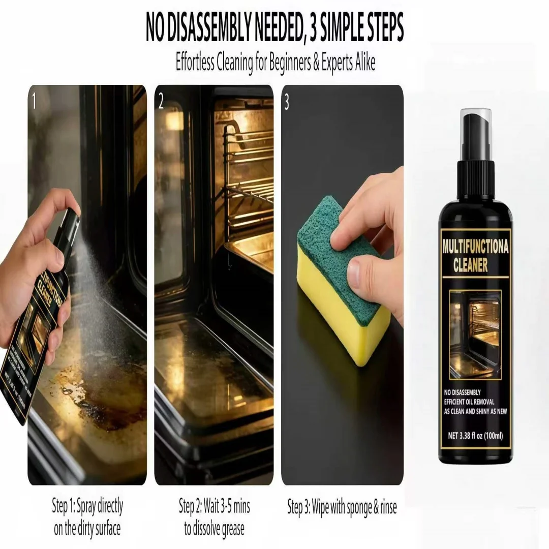 Multifunctional Oven & Kitchen Cleaner Spray, Powerful Grease Cutting Formula, 100ml