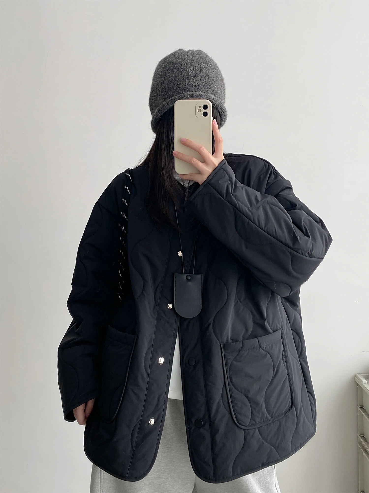 

SunYeo винтажная легкая свободная повседневная женская хлопковая куртка с узором тыквы, осенне-зимняя верхняя одежда без воротника, модная одежда