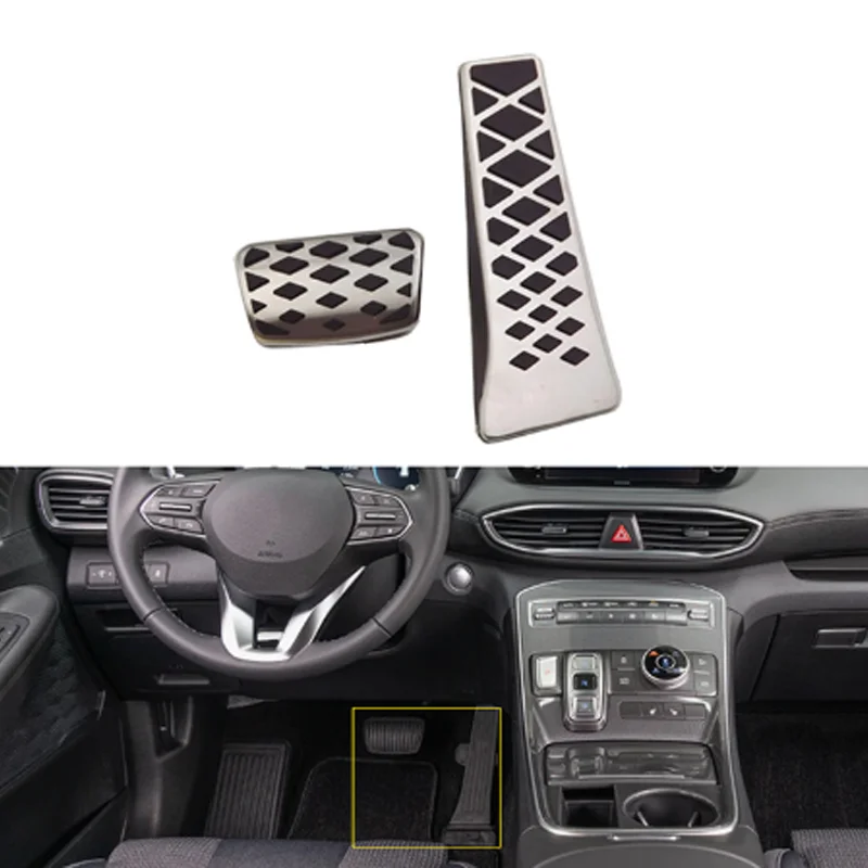 for Hyundai Santa Fe MX5 2024 2025 AT Stainless Steel Car Foot Pedal Accelerator Gas Brake Clutch No Drilling Pedal Cover Parts