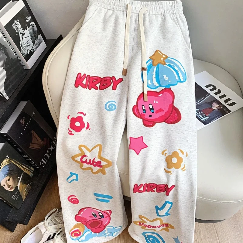 Kirby Star Anime Cartoon Cute Print Casual Sweatpants Boys & Girls Loose & Versatile Wide-legged Couple Pants Birthday Gift