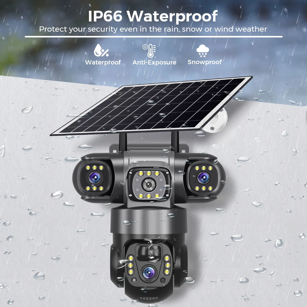 V380 Pro 12MP 10X Zoom Triple Lens 4G Solar Camera Outdoor Three Screen PIR Motion Detection Security Surveillance CCTV Cameras image 5