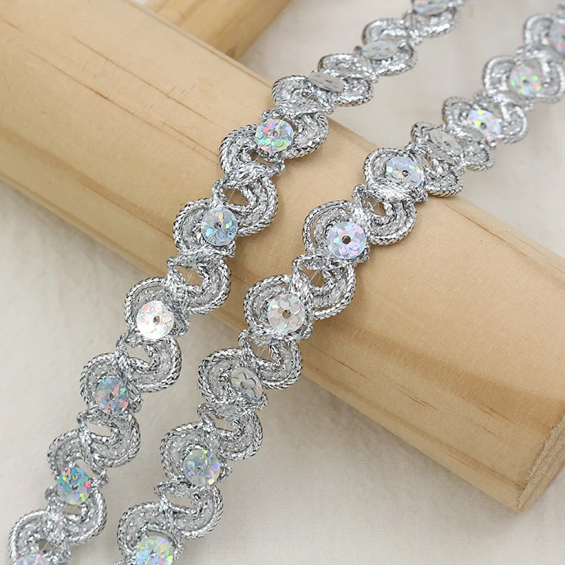 5Yards Gold Silver Trim Ribbon Curve Lace Fabric Sewing Centipede Braided Lace Wedding Craft DIY Clothes Accessories Home Decor