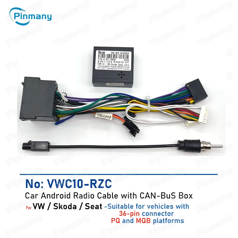 Car Radio Cable VWC10 Wire Harness adapter with CAN Bus for VW Ameo Arteon Tharu Beetle Voyage Skoda Fabia Seat Mii Arona PQ MQB