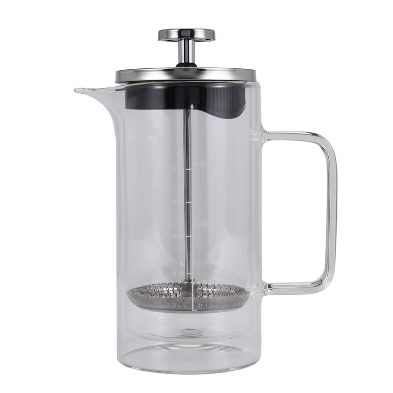 ABYN-Double Layer High Borosilicate Glass Press Pot Press Filter Coffee Apparatus French Coffee Pot With Scale